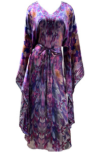 Silk Maxi Kimono Dress Violet
