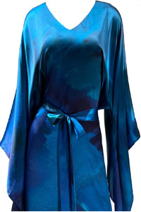 Silk Kimono Dress Blue Fire - Middi