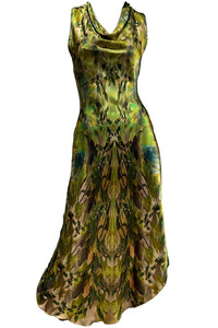 Boutique De Fleur Green-Gold Cowl Neck Dress