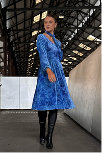 Blue Velvet Silk Bell Dress
