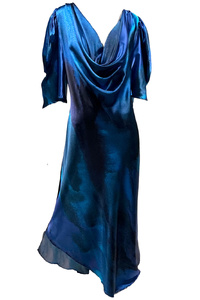 Waterfall Neck Gown - Blue Fire