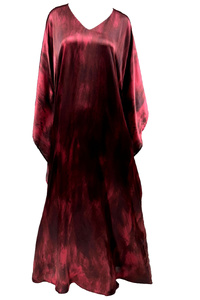 Silk Kimono Dress Mahogany Evening  - Floor Length