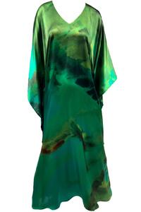 Silk Kimono Dress Forest Dreams  - Floor Length