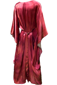 Silk Kimono Dress Coral Dream  - Floor Length