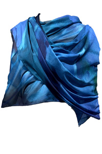 Blue Fire Silk Chiffon Wrap