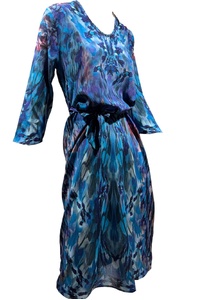 Floral Symphony of Winter Silk Crepe Dress