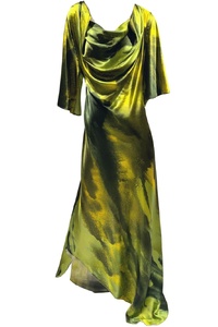 Waterfall Neck Gown - Verdant Flames