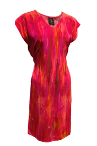 Fire Knee Length Silk Summer Dress