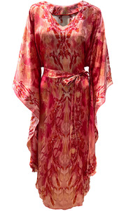Pink Maxi Silk Kimono Dress