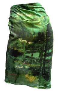 Coral Green Silk Wrap Skirt