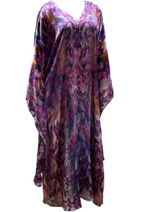 Silk Maxi Kimono Dress Violet