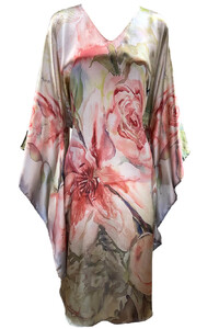 Lost Flowers Silk Kimono Dress Middi