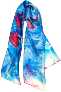 Blue Lilies Silk Scarf