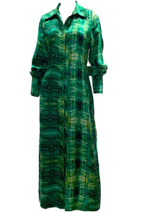 Mossy Green Silk Shirst Dress