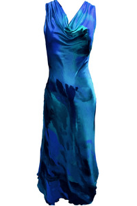 Cowl Neck Blue Fire Dress Maxi