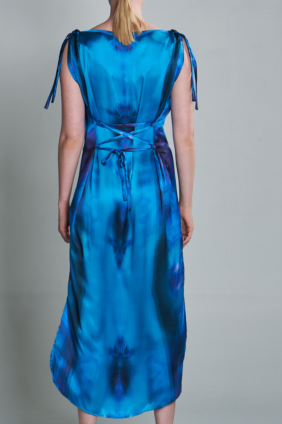 Blue Long Summer Silk Dress