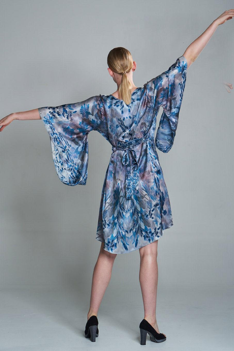 Silk Kimono Dress Sky