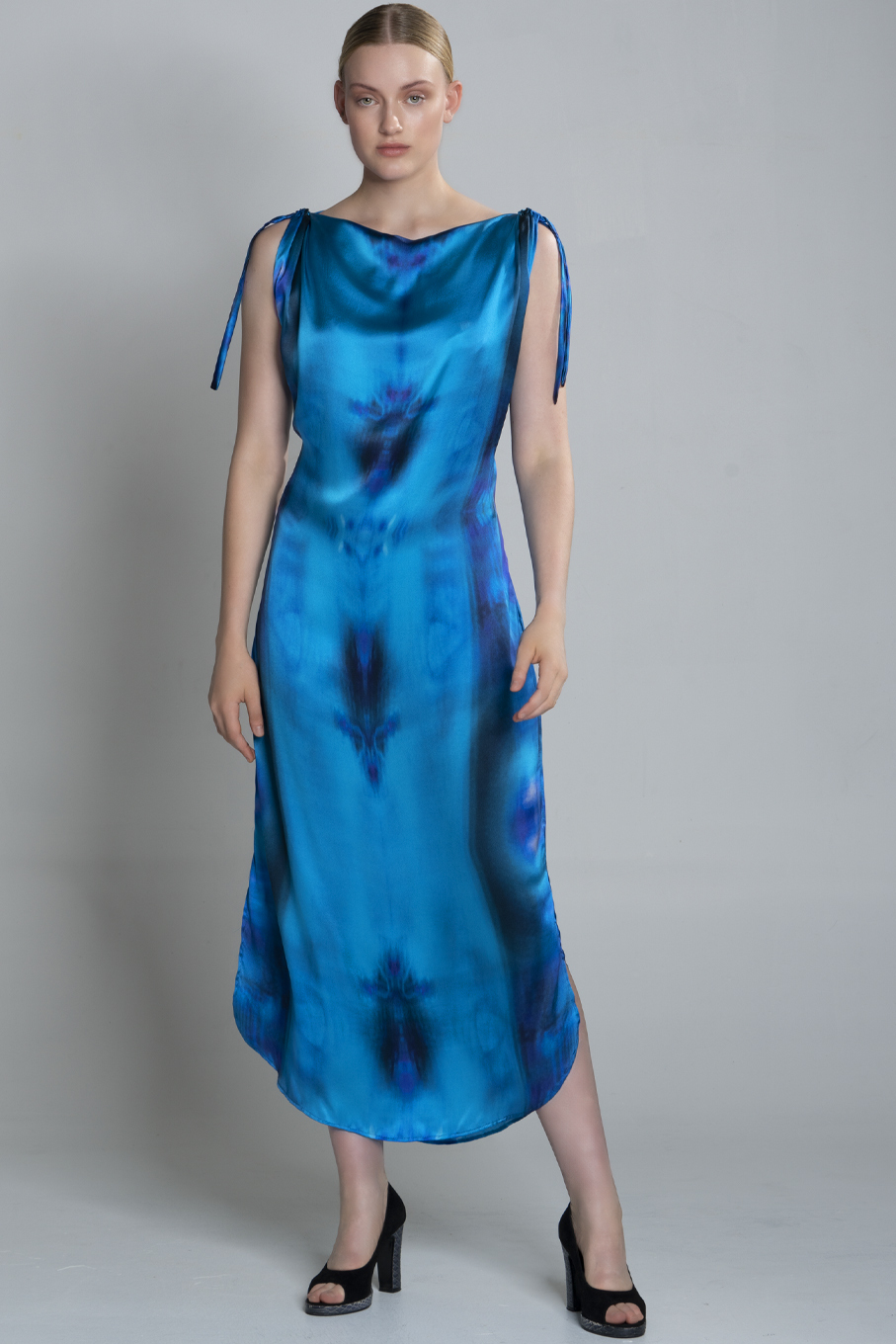 Blue Long Summer Silk Dress
