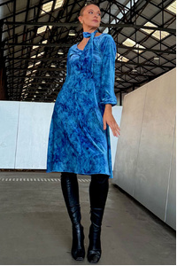 Blue Velvet Silk Bell Dress