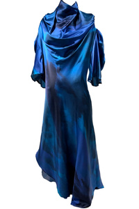 Waterfall Neck Gown - Blue Fire