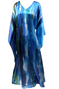 Blue Storms Silk Kimono Dress