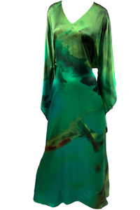 Silk Kimono Dress Forest Dreams  - Floor Length
