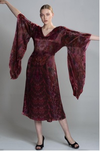 Bordeaux Silk Kimono Dress Middi