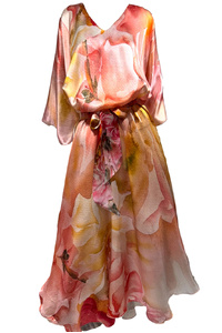 Flowers From Julia Silk Satin Maxi Kaftan