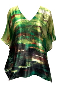 Green Hills Silk Poncho