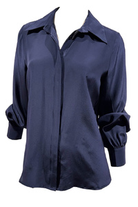 Midnight Navy Silk Blouse