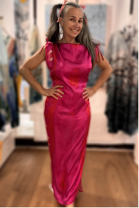 Long Summer Silk Dress Pink 