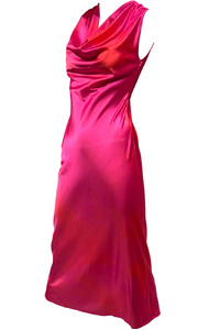 Pink Peunys Waterfall Neck Silk Dress Summer 25-26