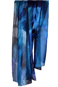 Blue Fire Silk Chiffon Wrap