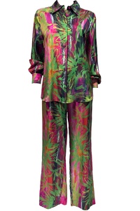 Sunset Garden Silk Pant Suit
