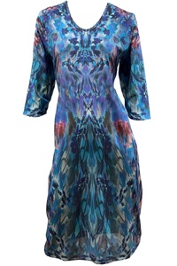 Floral Symphony of Winter Silk Crepe Dress