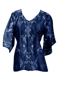 Floral Midnight Blue Silk Kimono Top