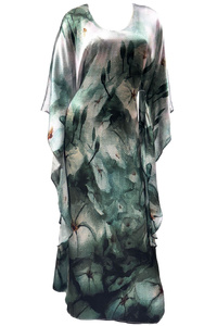 Dream Flowers Silk Kimono Dress Floor Length