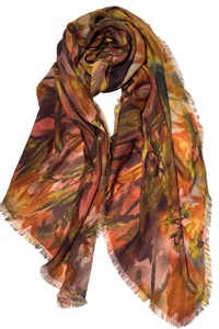 Floral Symphony of Autumn Fine Wool Scarf