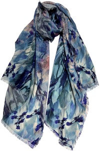 Floral Symphony of Winter Fine Wool Scarf