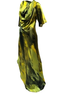 Waterfall Neck Gown - Verdant Flames