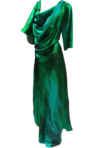 Waterfall Neck Gown - Forest Green