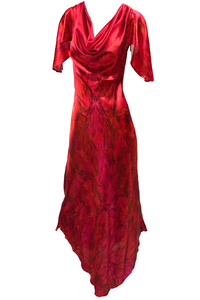 Scarlet Desire Waterfall Neck  Silk Dress– Summer 2027