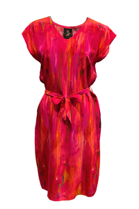 Fire Knee Length Silk Summer Dress
