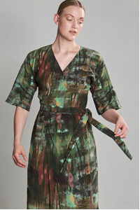 Mossy Cave Silk Wrap Dress