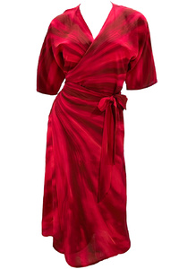 Fuchsia Waves Silk Wrap Dress