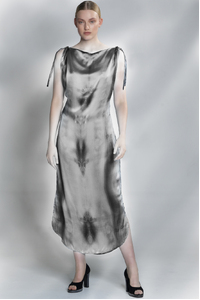 Long Summer Silk Dress Silver