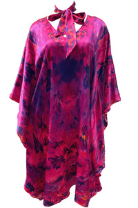 Bouquet De Flour Purple Silk Satin Kaftan