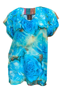 Blue Roses Silk Top