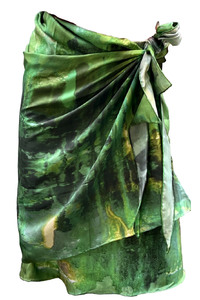 Coral Green Silk Wrap Skirt