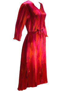 Fire Long Sleeve Silk Satin Dress